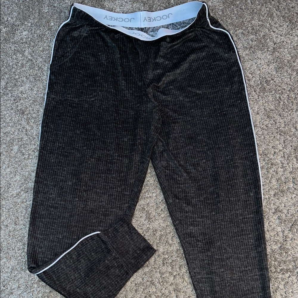 Jockey Black Ribbed Lounge Pants with White Trim